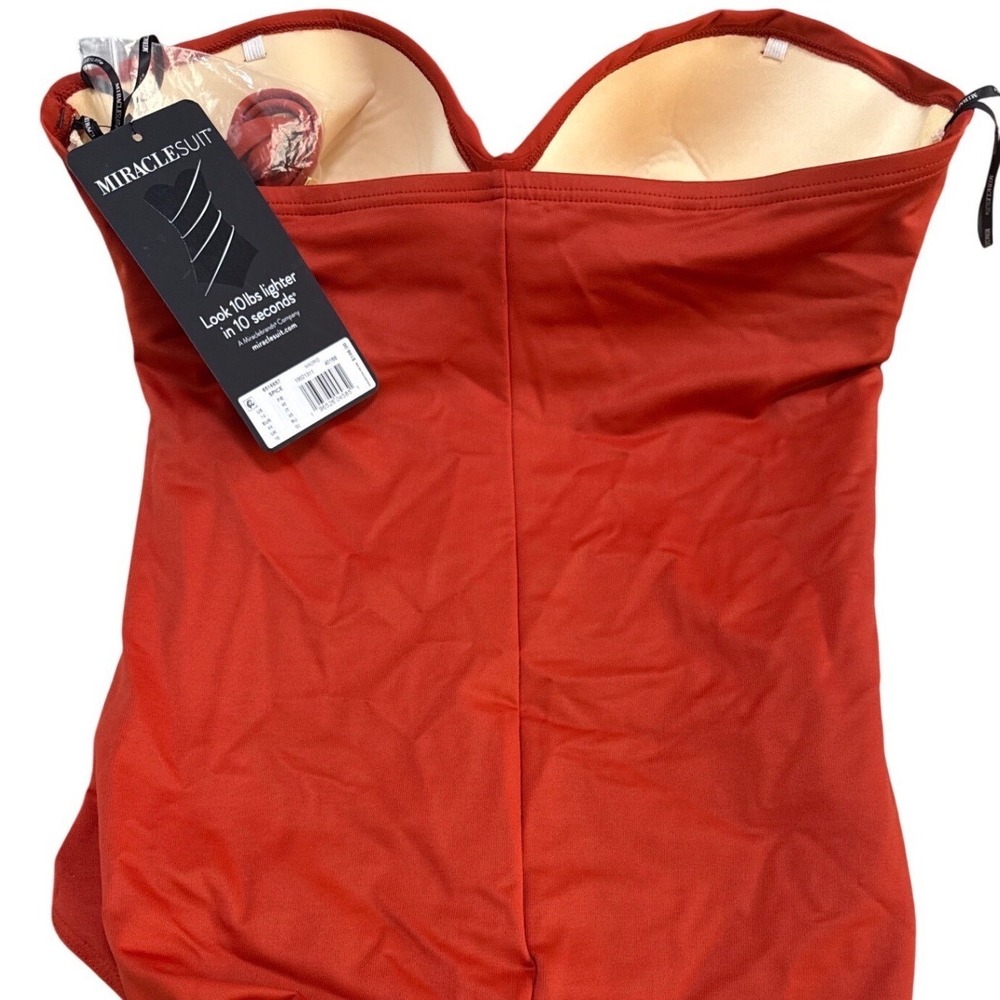 Miraclesuit Slimming Strapless Optional Bathing Suit Spice Orange Size 14 NWT - Picture 6 of 9